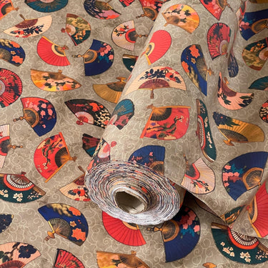 Luxury Japanese fan print cotton fabric for curtains